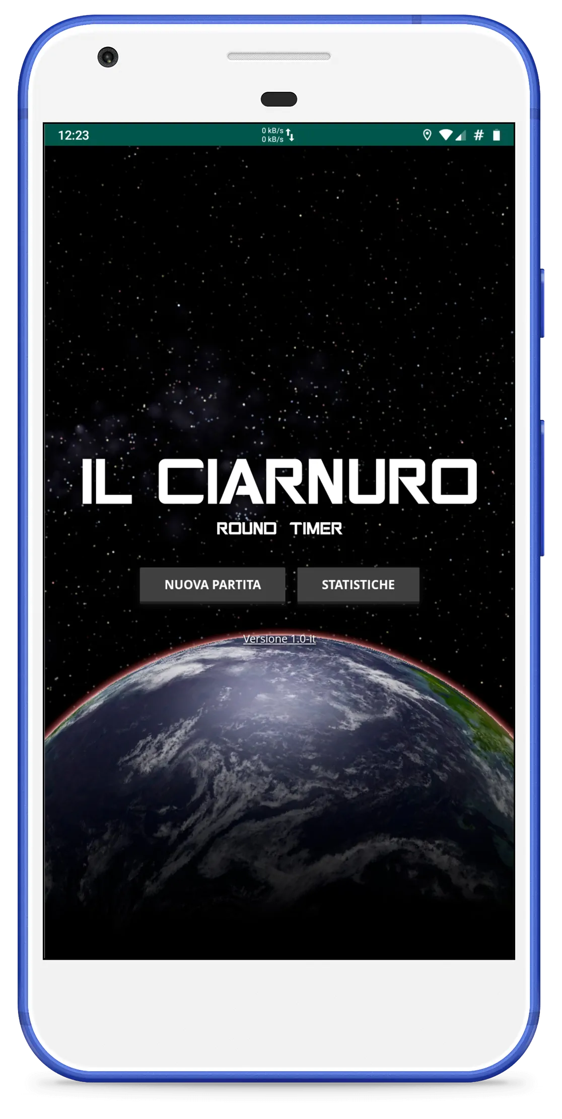 Screenshot dell'applicazione, splash screen
